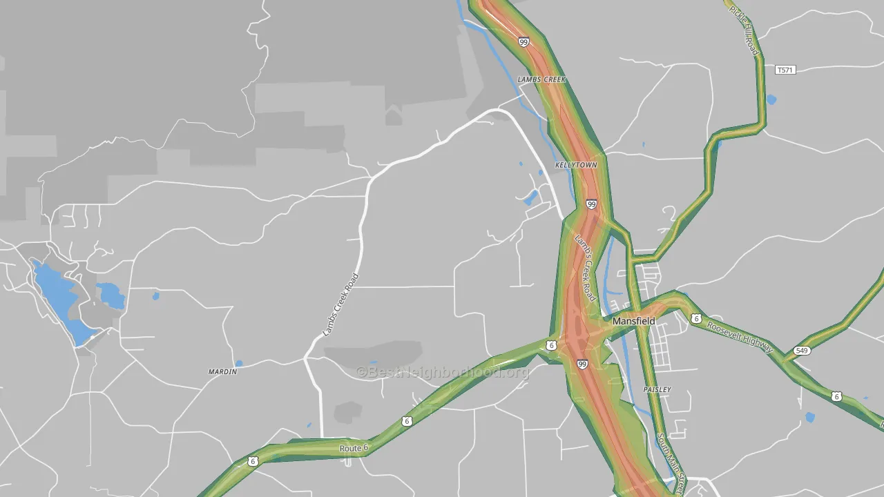 Kellytown, PA Map of Noise Levels in Kellytown
