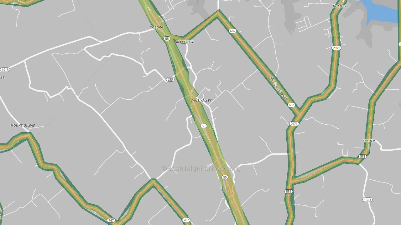 Kellyville, KY Map of Noise Levels in Kellyville