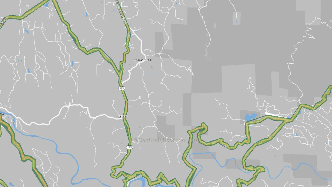 Kelsey, CA Map of Noise Levels in Kelsey