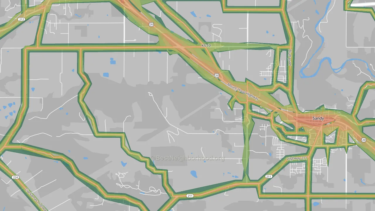 Kelso, OR Map of Noise Levels in Kelso