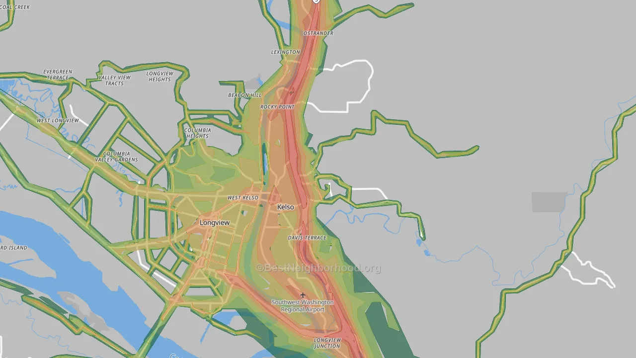 Kelso, WA Map of Noise Levels in Kelso