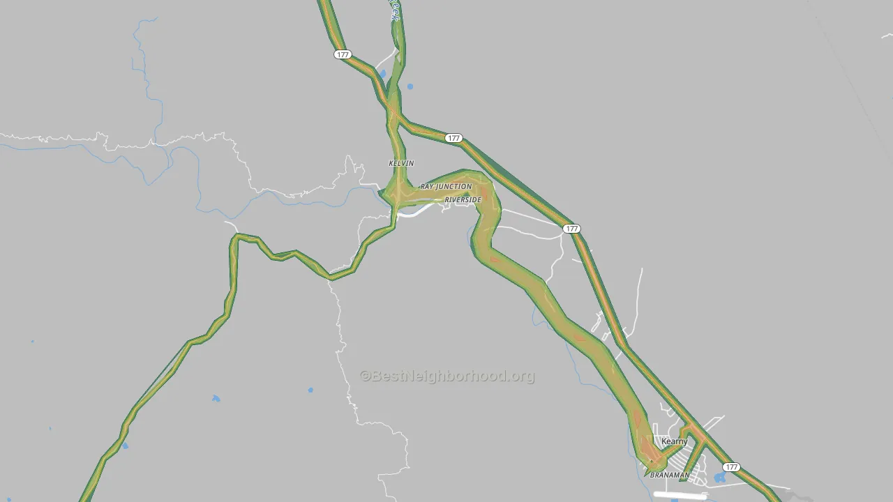Kelvin, AZ Map of Noise Levels in Kelvin