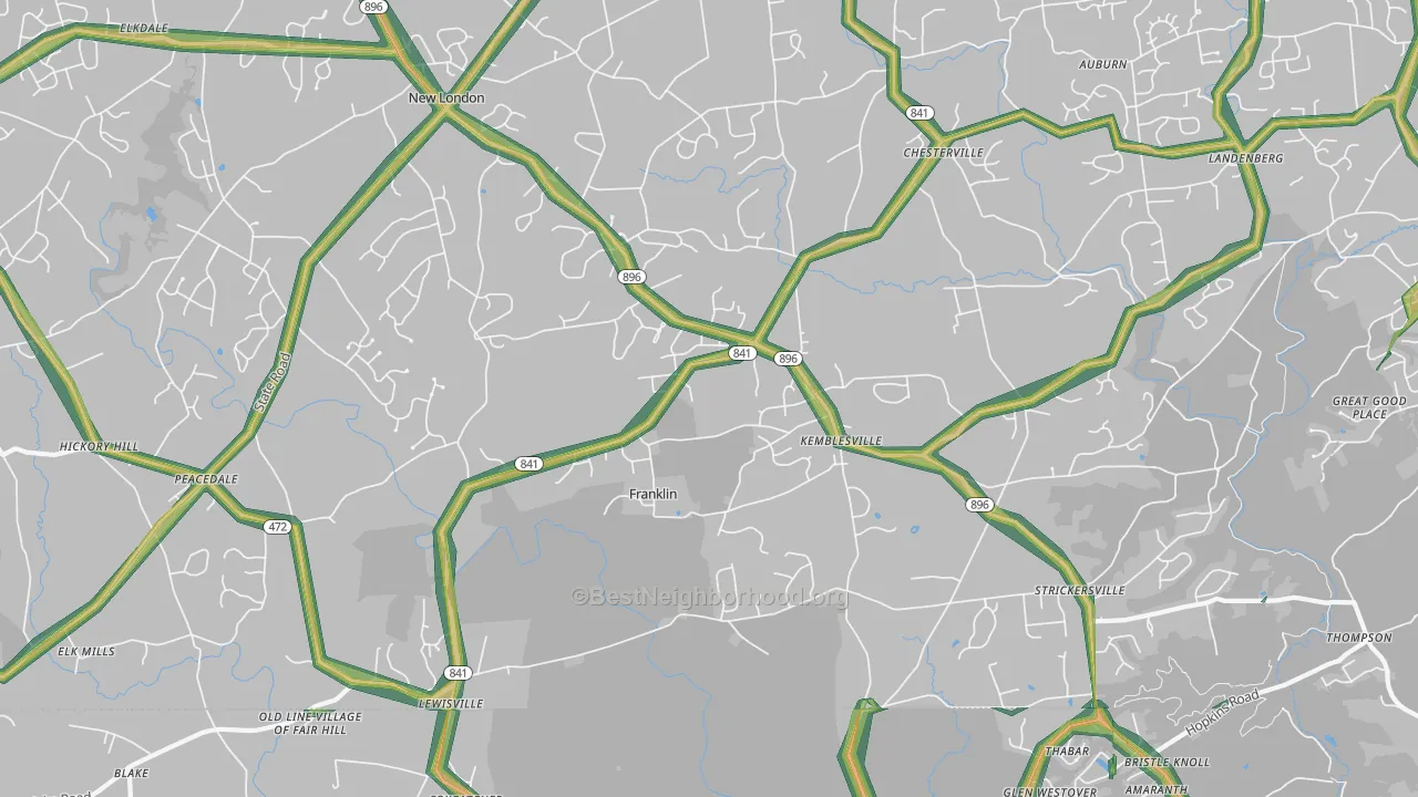 Kemblesville, PA Map of Noise Levels in Kemblesville
