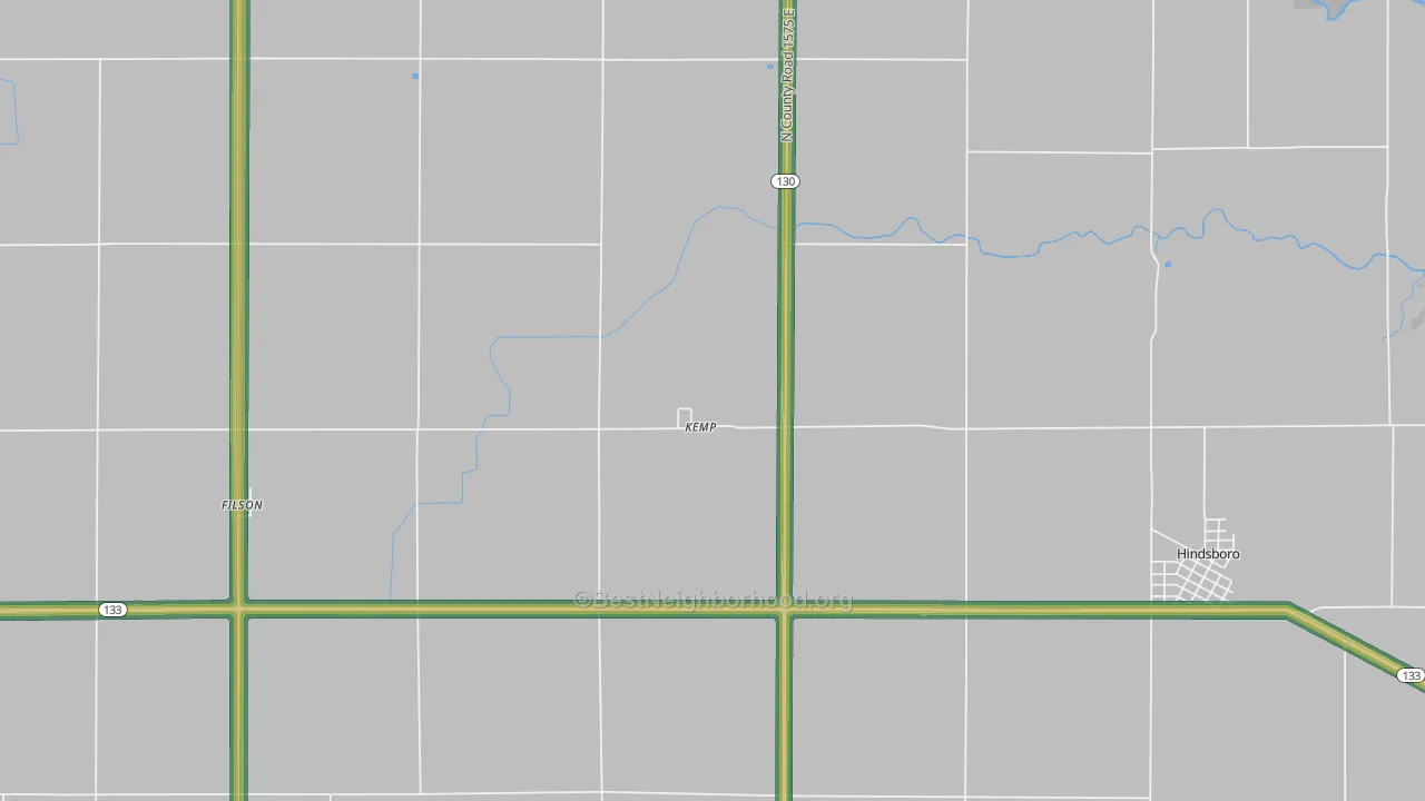 Kemp, IL Map of Noise Levels in Kemp
