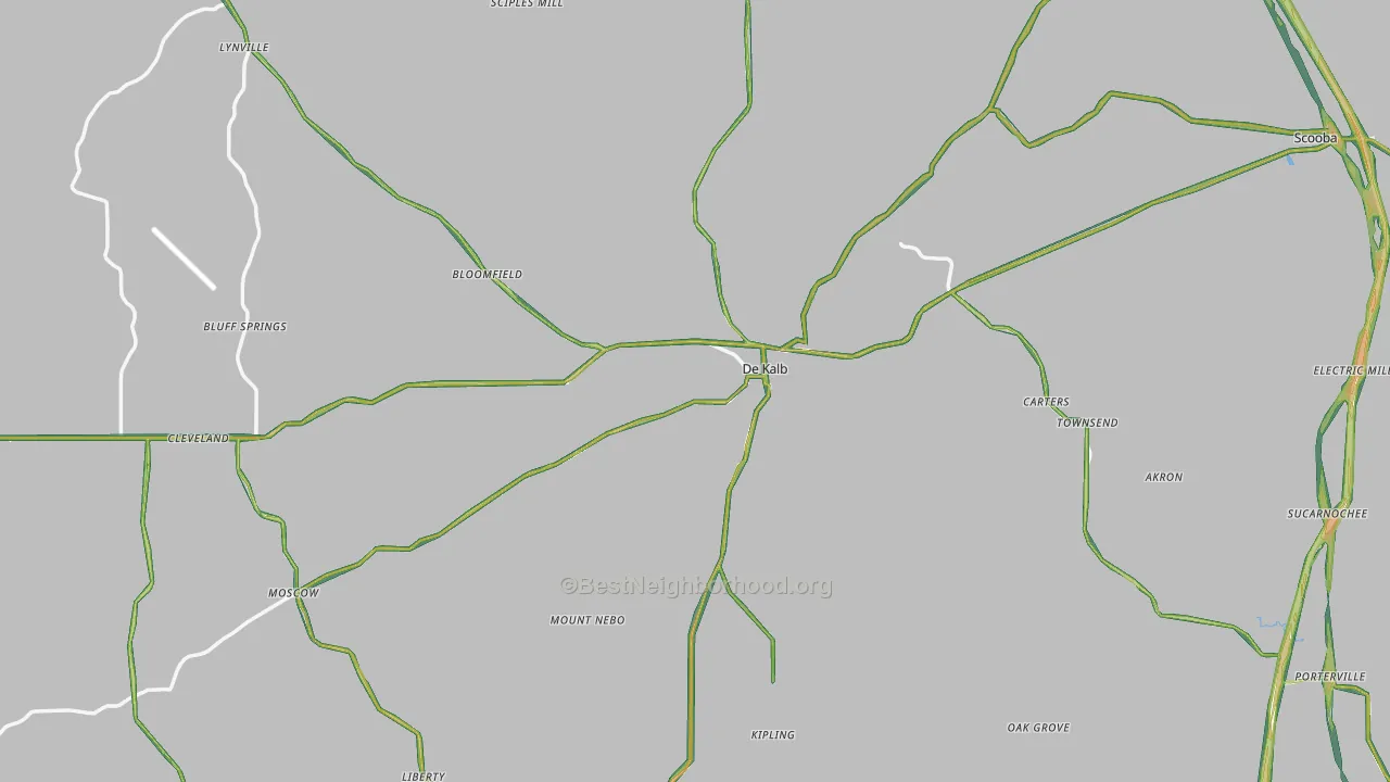 Kemper County, MS Map of Noise Levels in Kemper County
