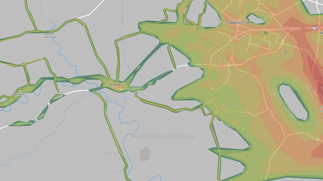Kempner, TX Map of Noise Levels in Kempner