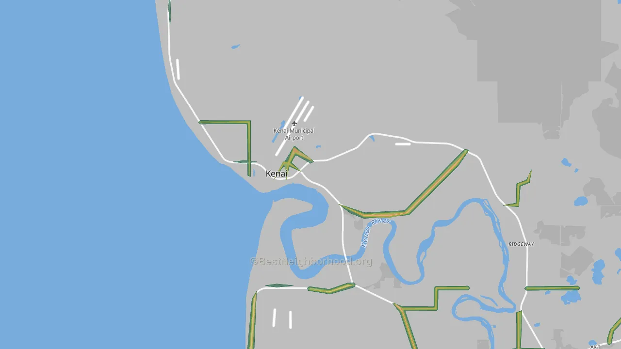Kenai, AK Map of Noise Levels in Kenai