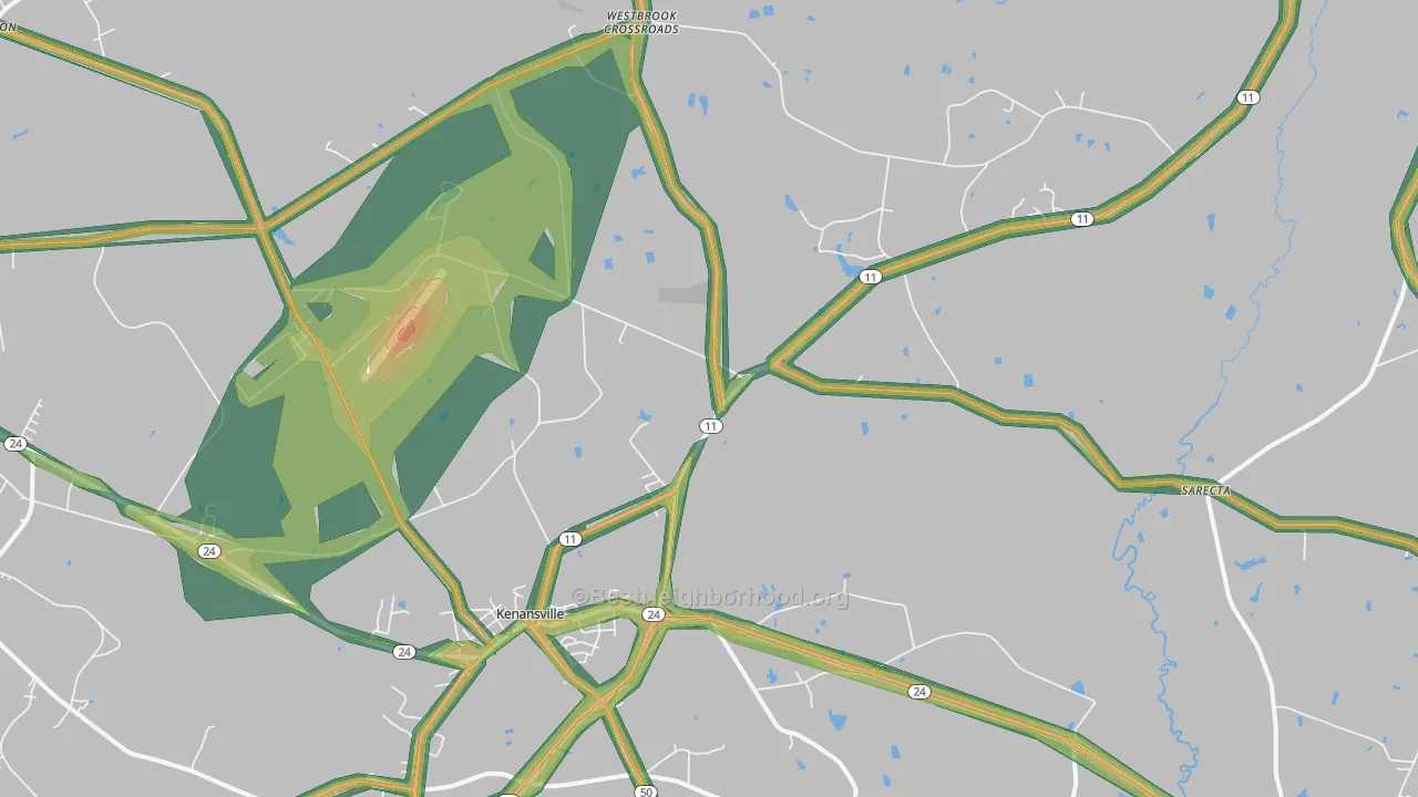 Kenansville, NC Map of Noise Levels in Kenansville