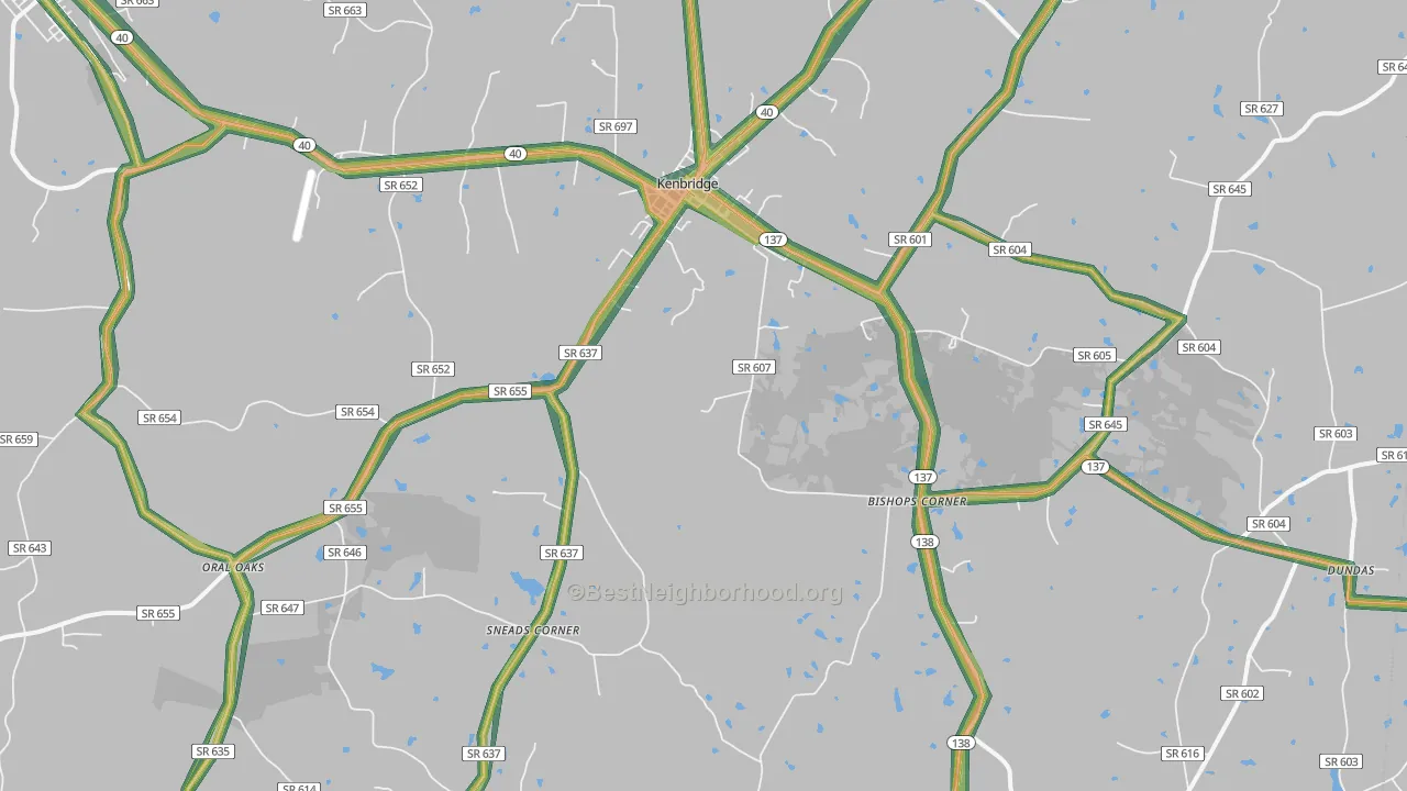 Kenbridge, VA Map of Noise Levels in Kenbridge