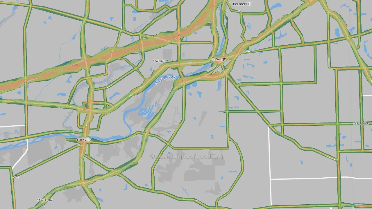 Kendall County, IL Map of Noise Levels in Kendall County