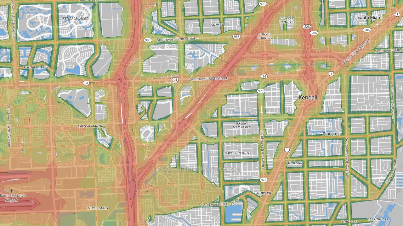 Kendall, FL Map of Noise Levels in Kendall