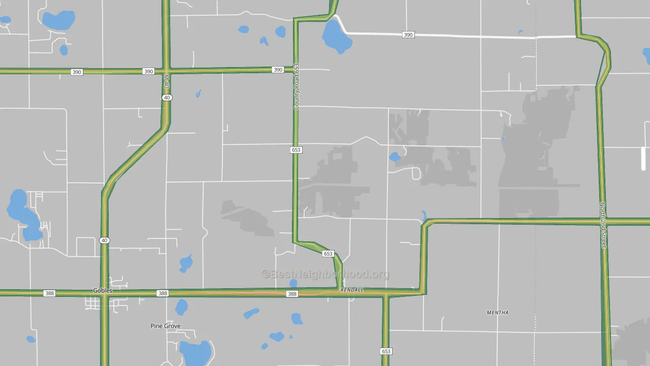 Kendall, MI Map of Noise Levels in Kendall
