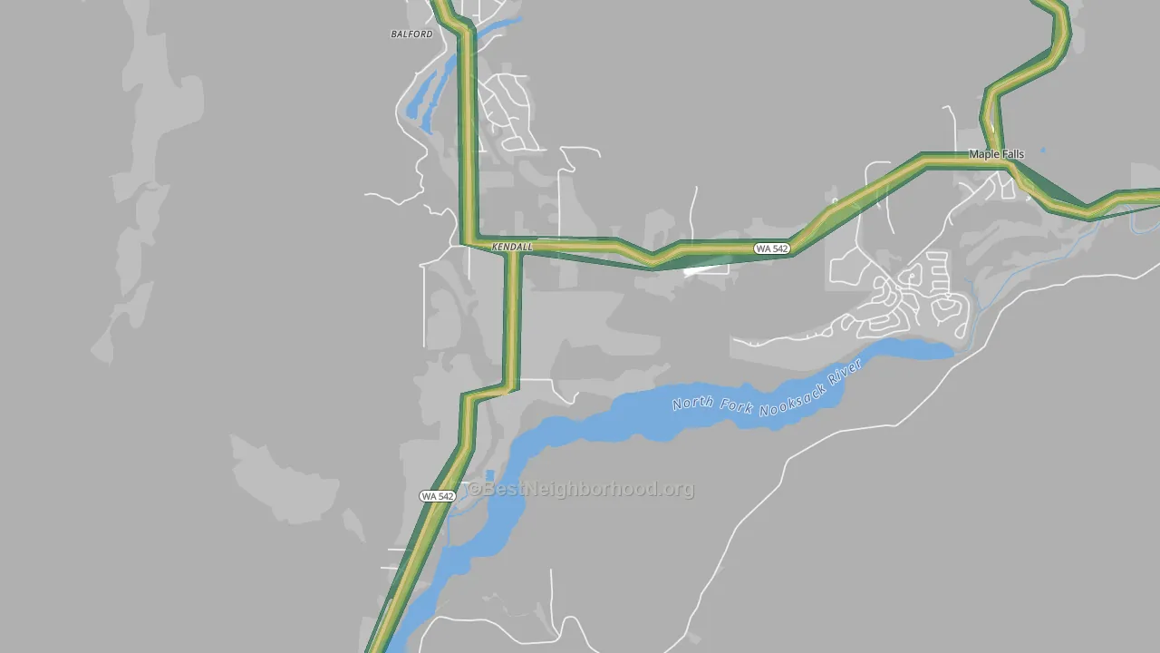 Kendall, WA Map of Noise Levels in Kendall