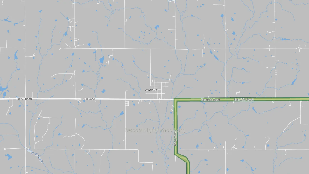 Kendrick, OK Map of Noise Levels in Kendrick