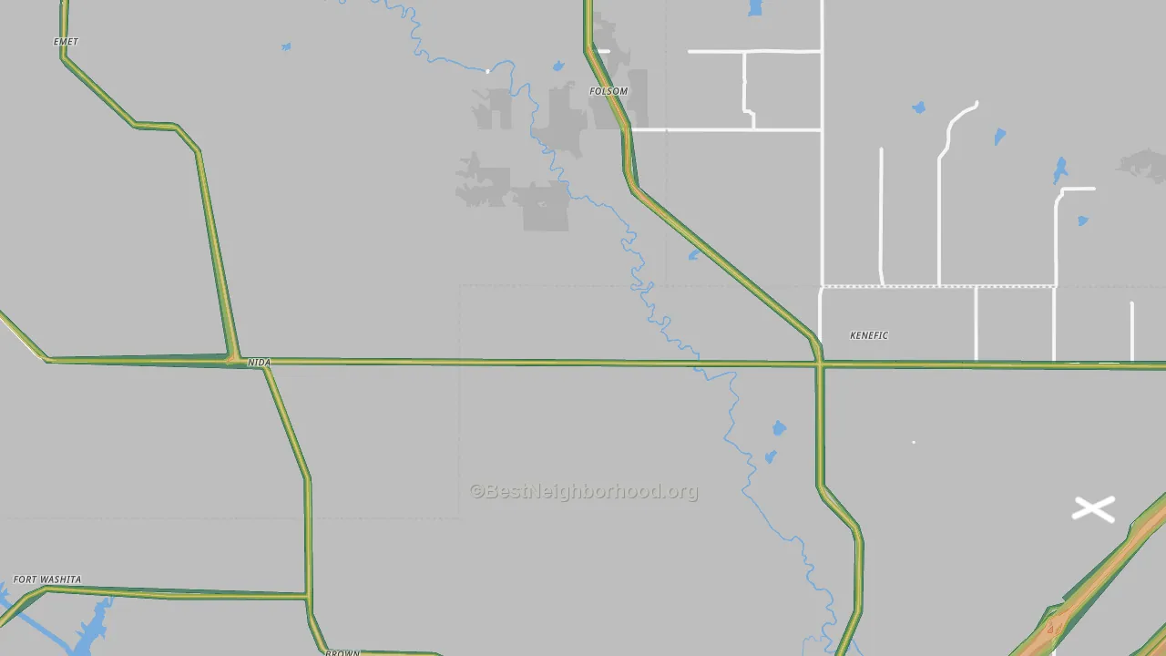 Kenefic, OK Map of Noise Levels in Kenefic
