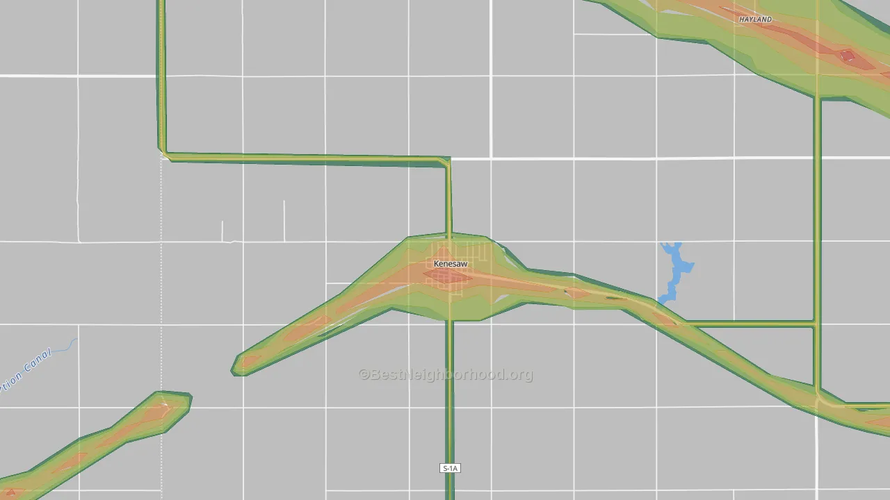Kenesaw, NE Map of Noise Levels in Kenesaw
