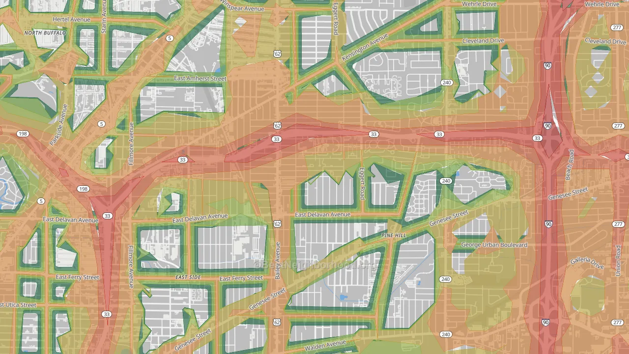 Kenfield, Buffalo, NY Map of Noise Levels in Kenfield