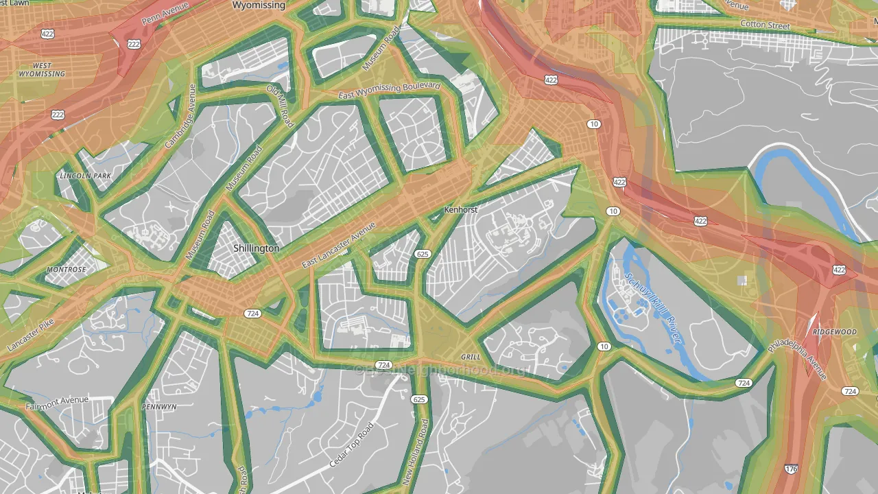 Kenhorst, PA Map of Noise Levels in Kenhorst