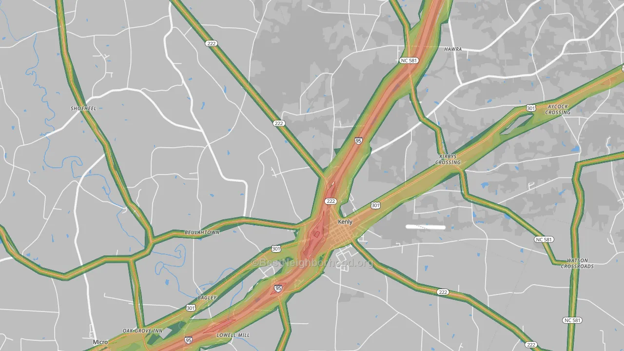 Kenly, NC Map of Noise Levels in Kenly