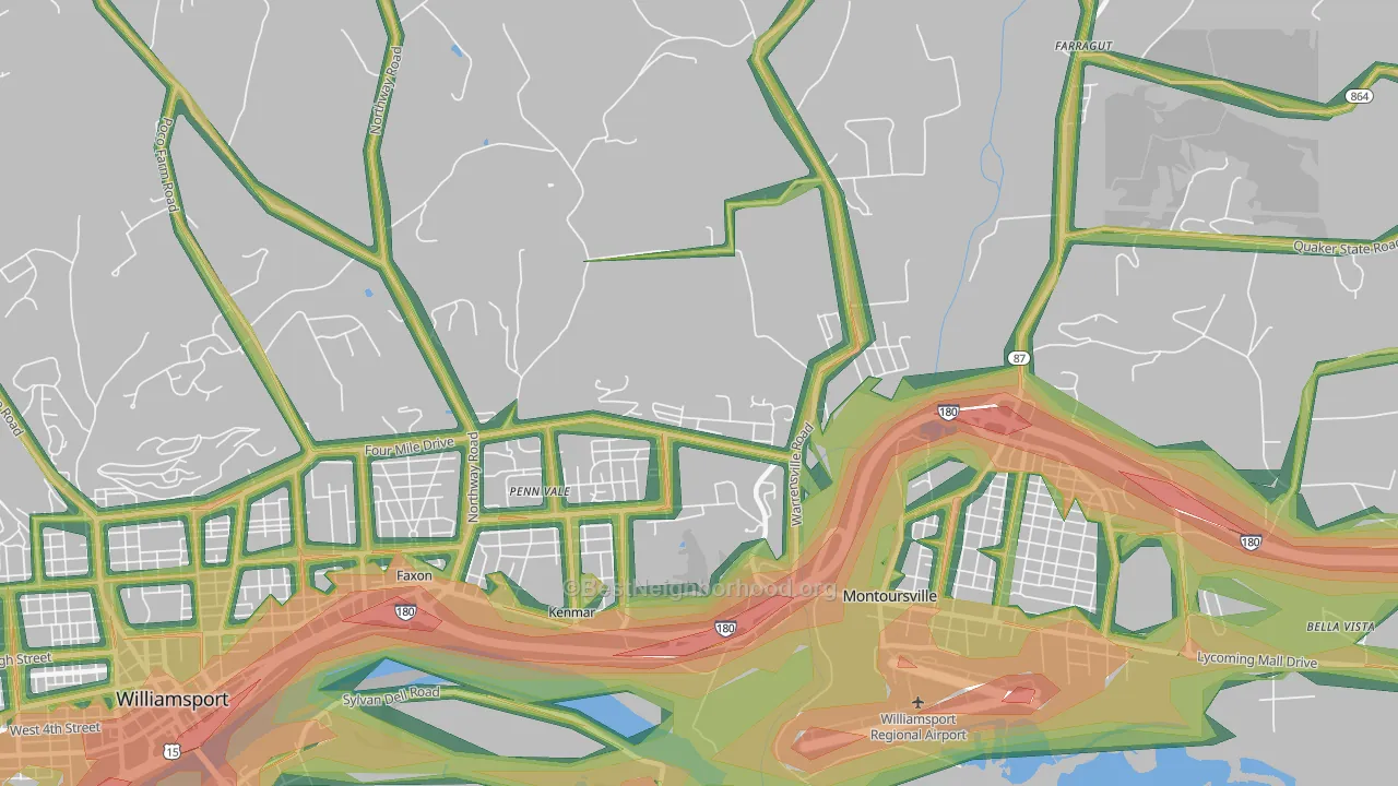 Kenmar, PA Map of Noise Levels in Kenmar