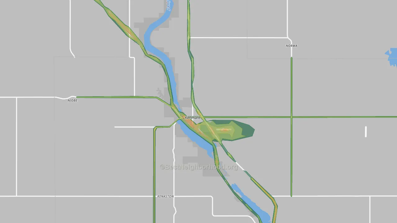 Kenmare, ND Map of Noise Levels in Kenmare