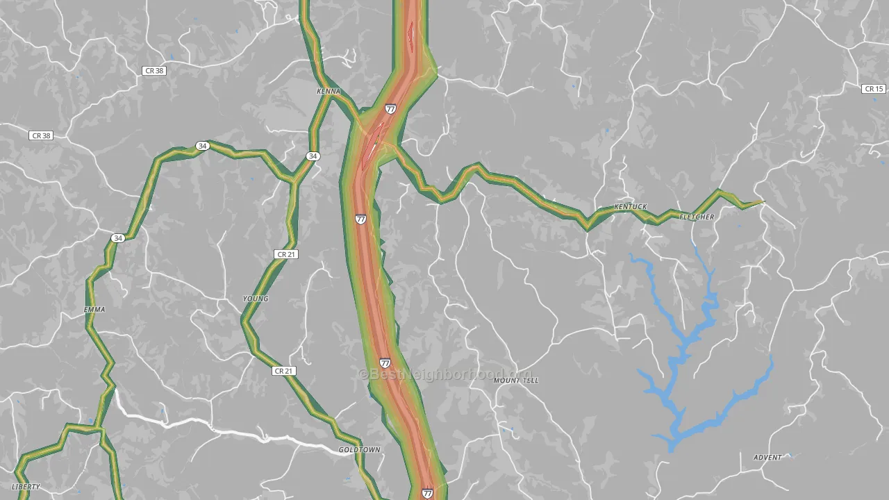 Kenna, WV Map of Noise Levels in Kenna