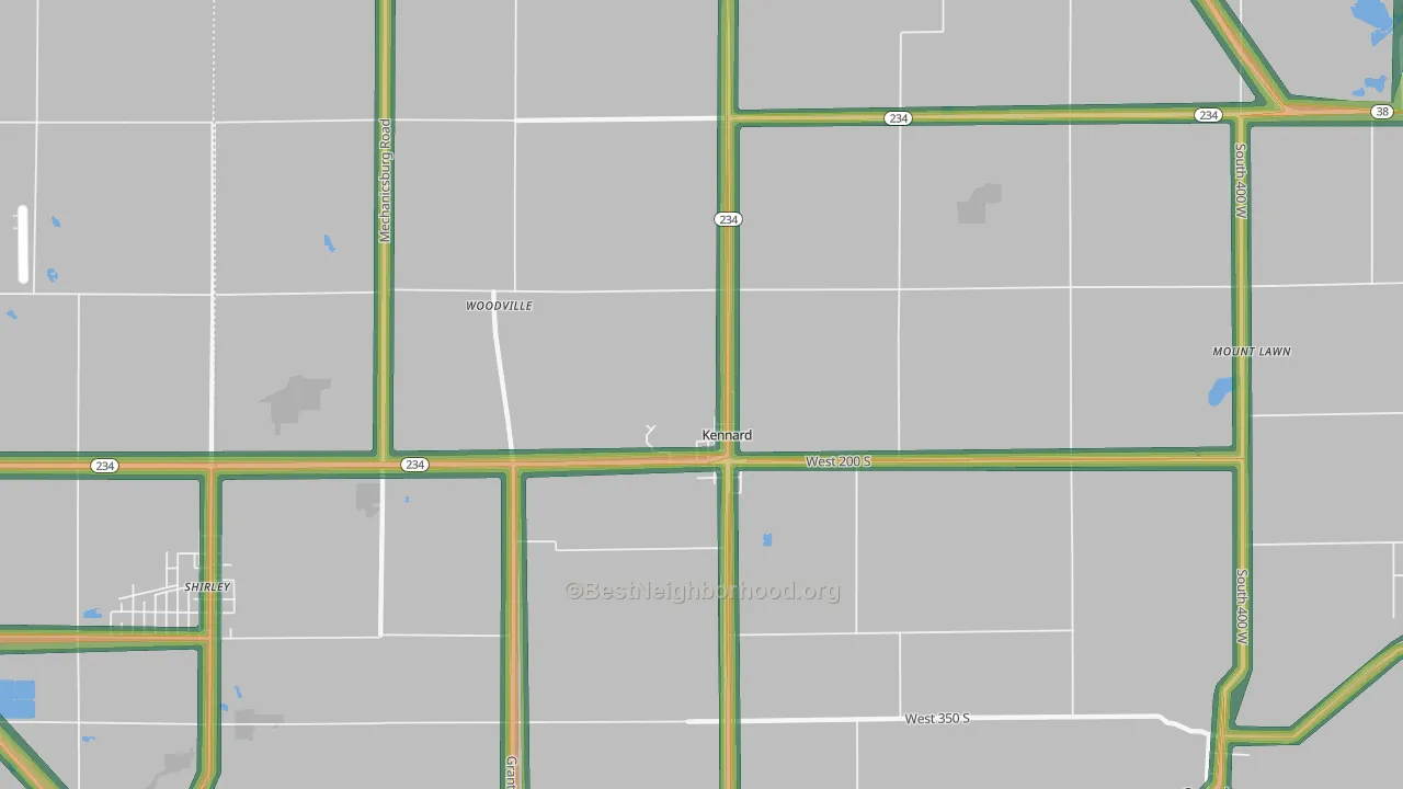 Kennard, IN Map of Noise Levels in Kennard