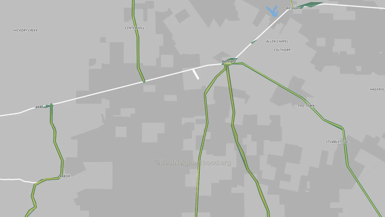Kennard, TX Map of Noise Levels in Kennard