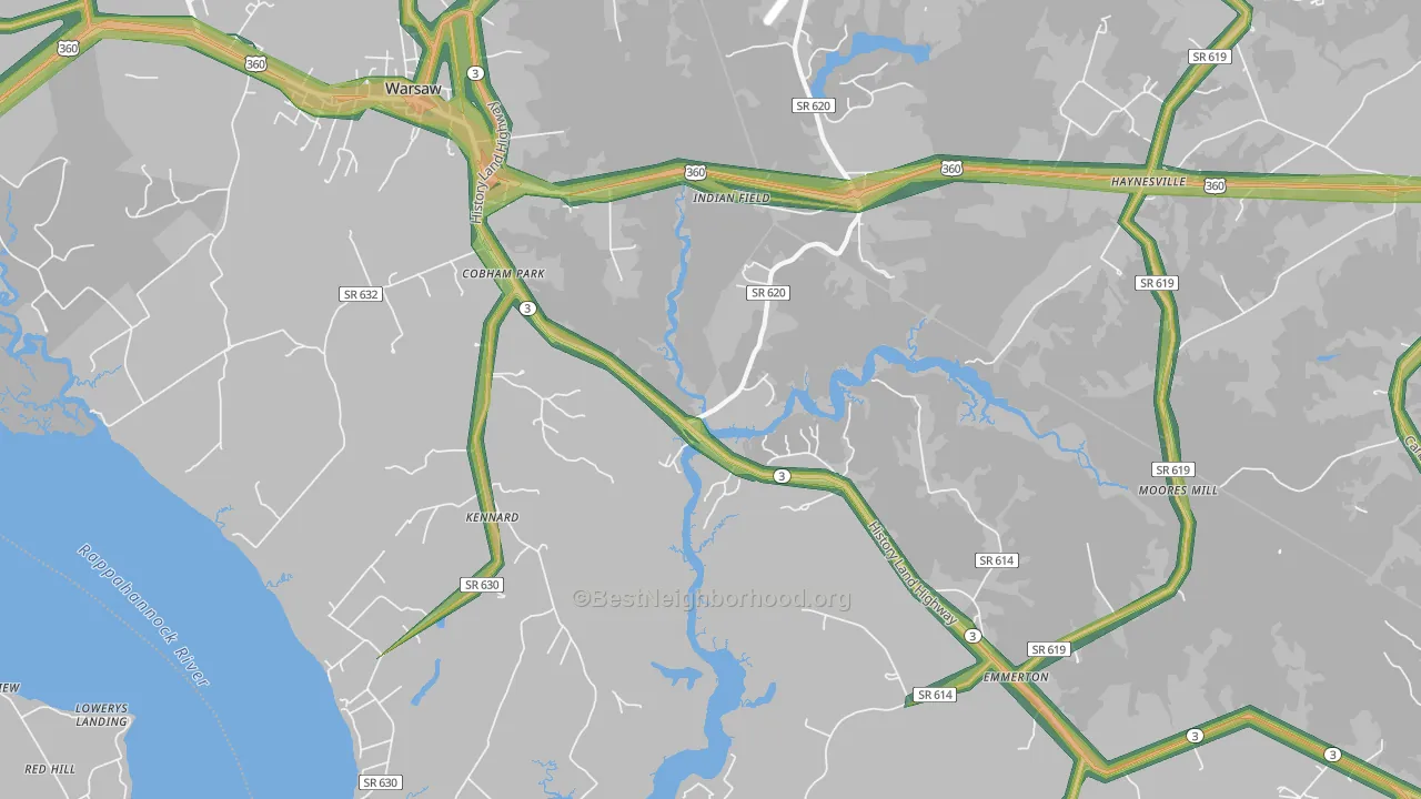 Kennard, VA Map of Noise Levels in Kennard