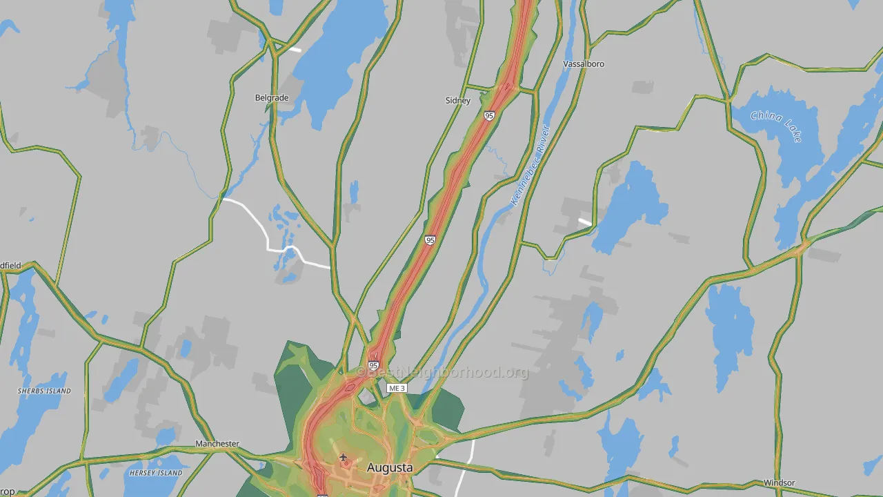 Kennebec County, ME Map of Noise Levels in Kennebec County