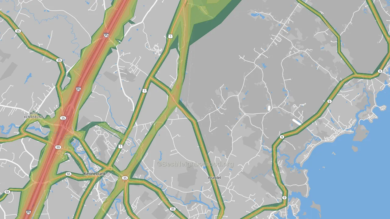 Kennebunkport, ME Map of Noise Levels in Kennebunkport