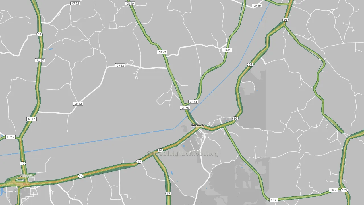 Kennedy, AL Map of Noise Levels in Kennedy