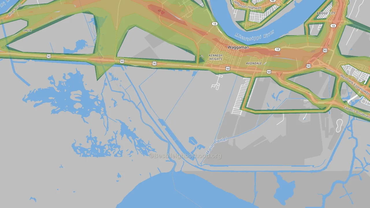 Kennedy Heights, LA Map of Noise Levels in Kennedy Heights