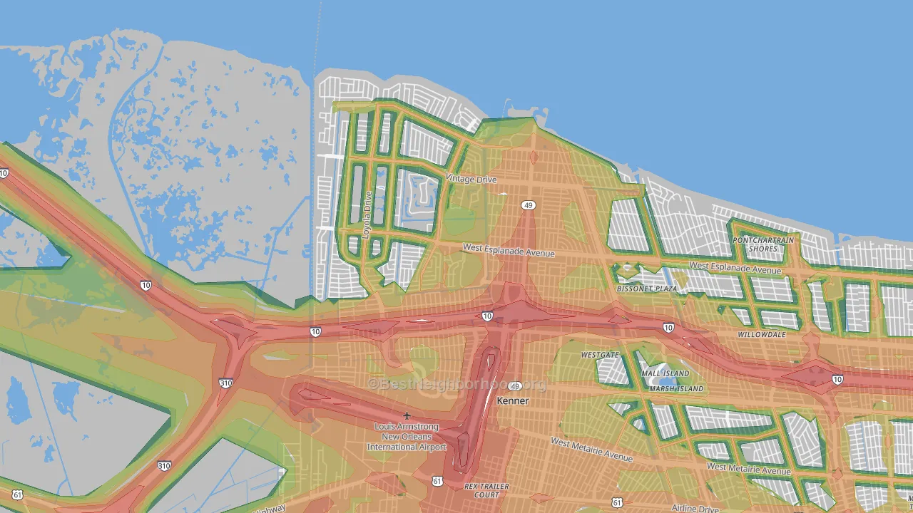 Kenner, LA Map of Noise Levels in Kenner