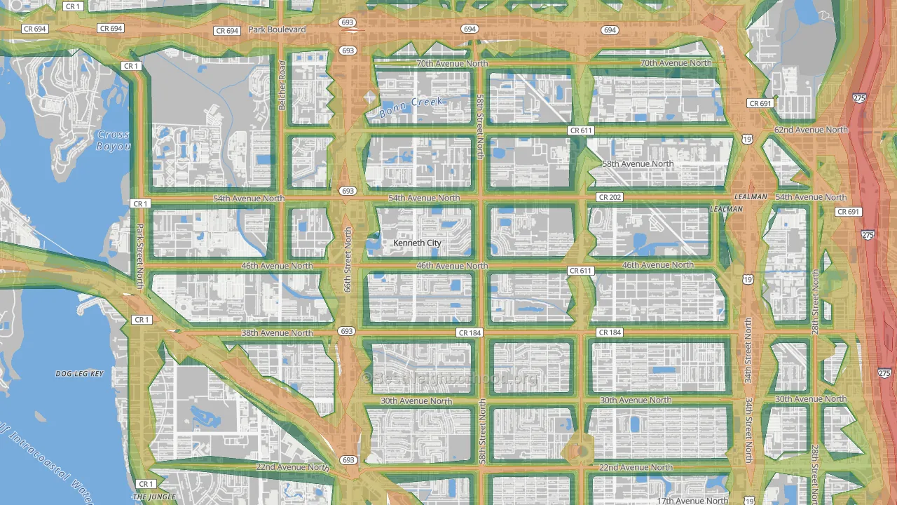 Kenneth City, FL Map of Noise Levels in Kenneth City
