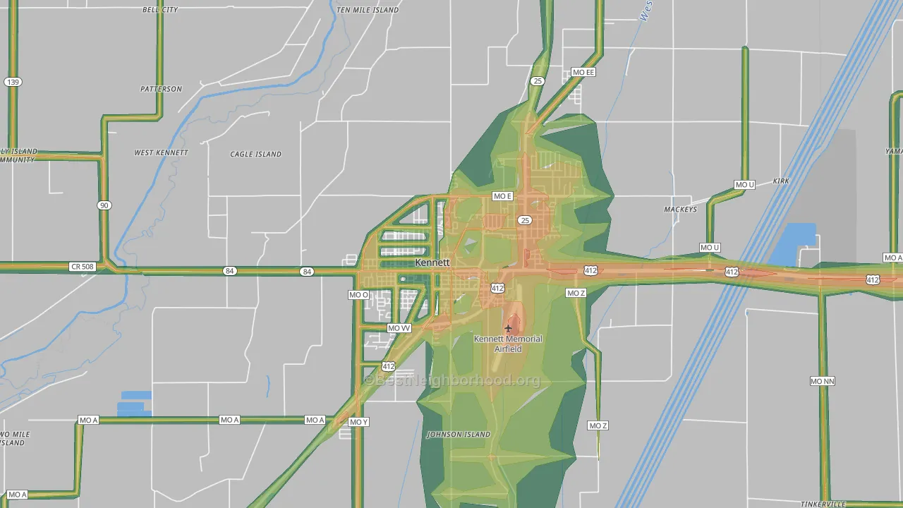 Kennett, MO Map of Noise Levels in Kennett