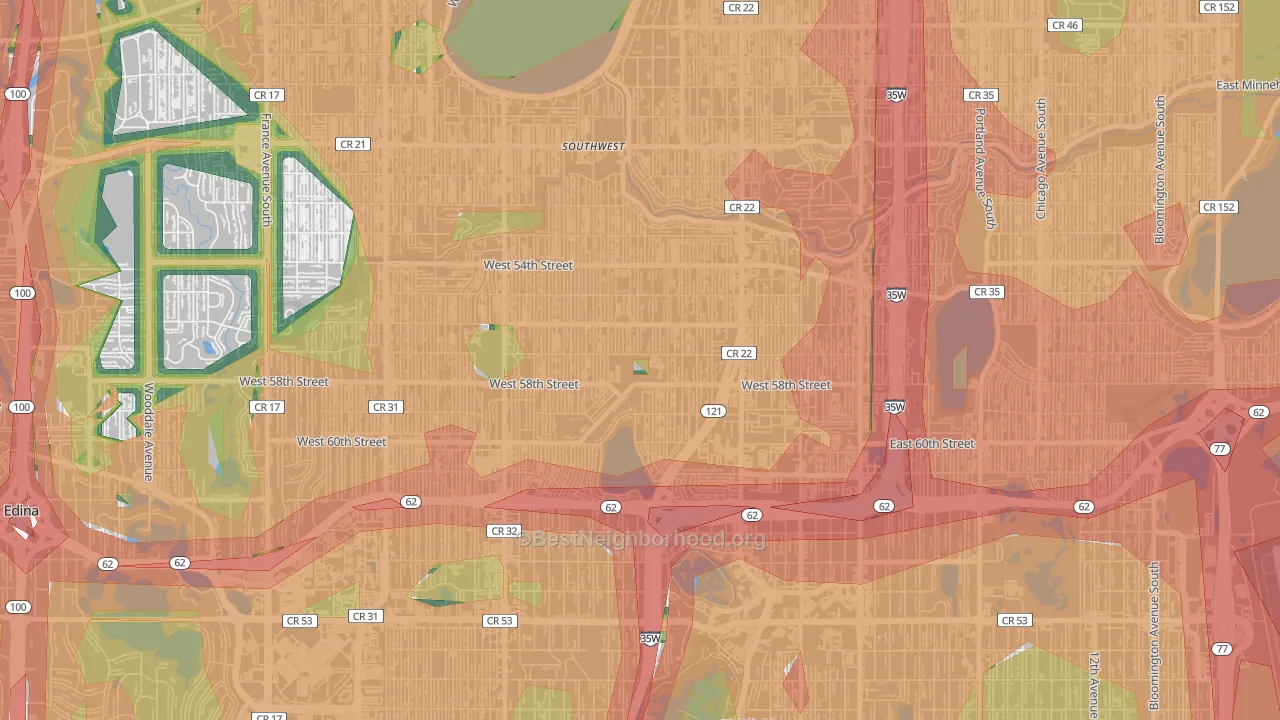 Kenny, Minneapolis, MN Map of Noise Levels in Kenny