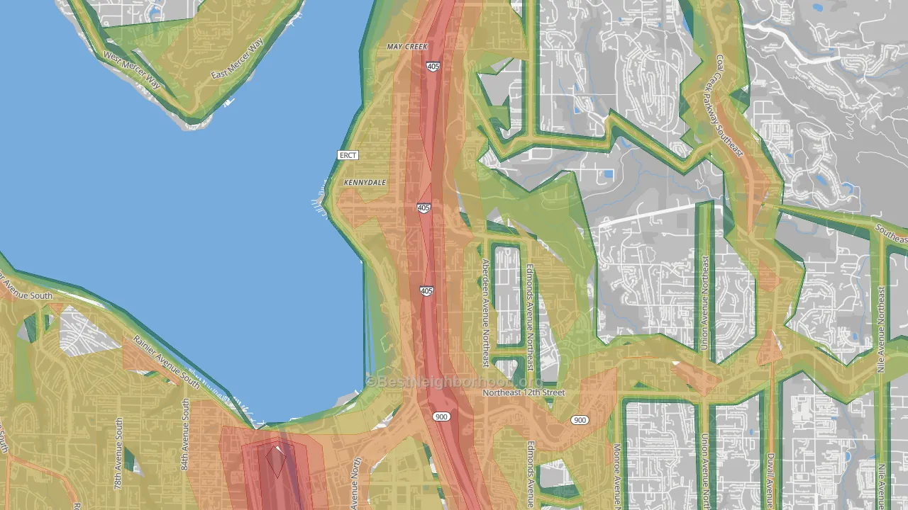 Kennydale, Renton, WA Map of Noise Levels in Kennydale