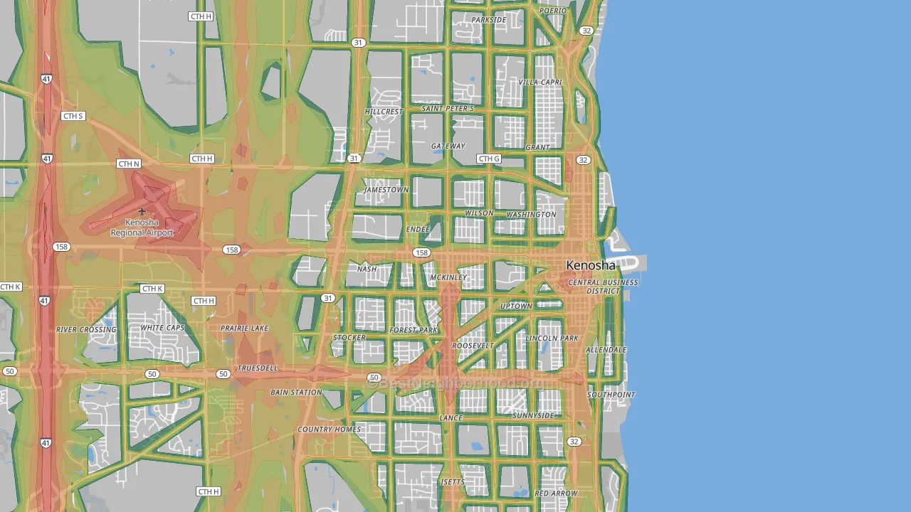 Kenosha, WI Map of Noise Levels in Kenosha
