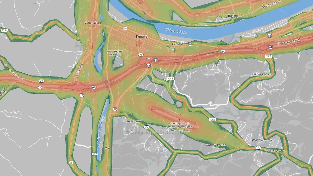 Kenova, WV Map of Noise Levels in Kenova