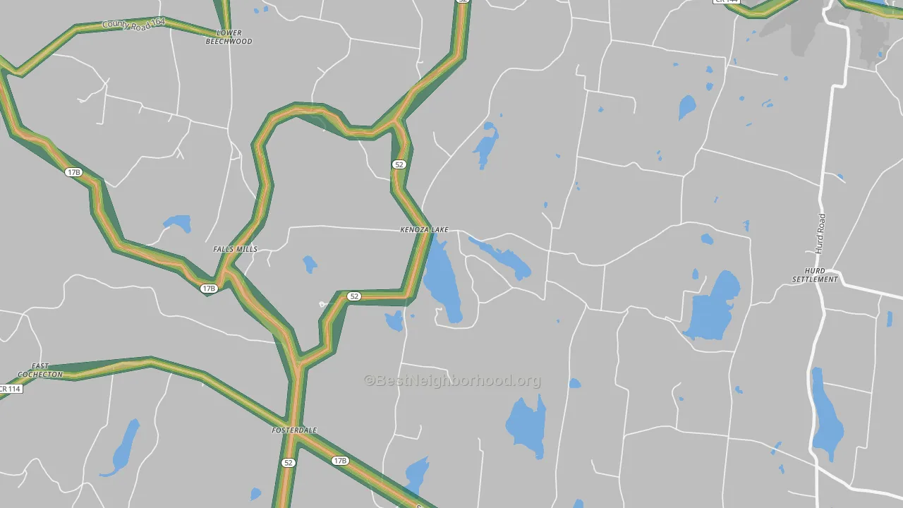 Kenoza Lake, NY Map of Noise Levels in Kenoza Lake
