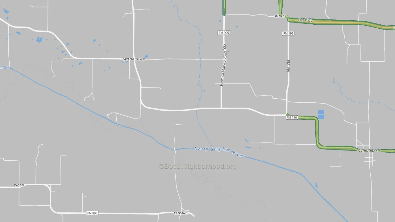 Kensing, TX Map of Noise Levels in Kensing