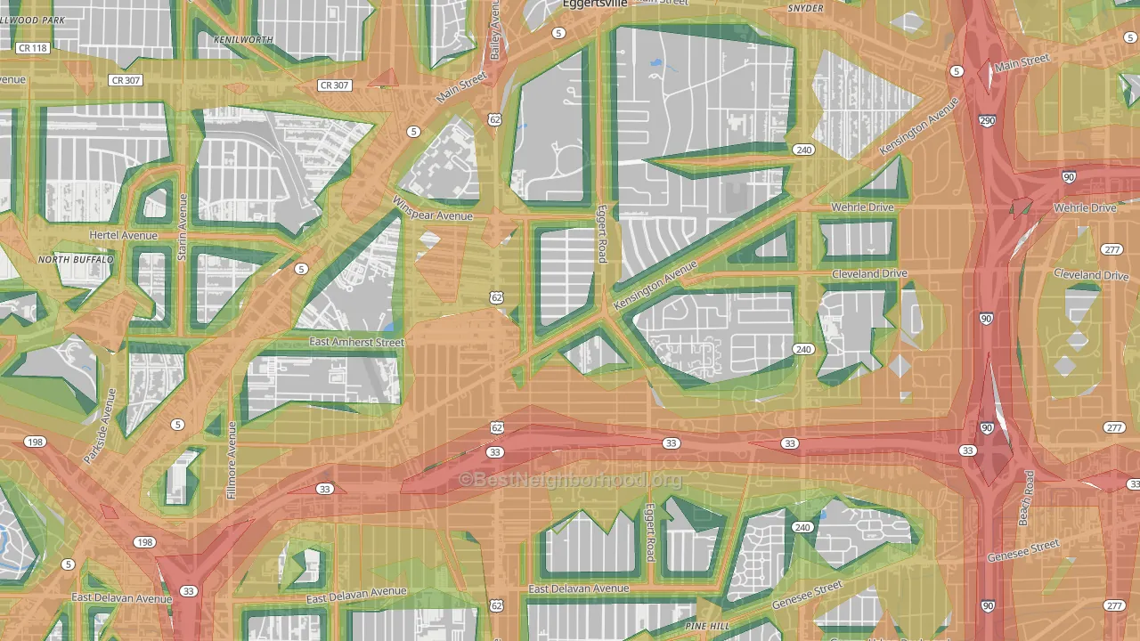 Kensington, Buffalo, NY Map of Noise Levels in Kensington