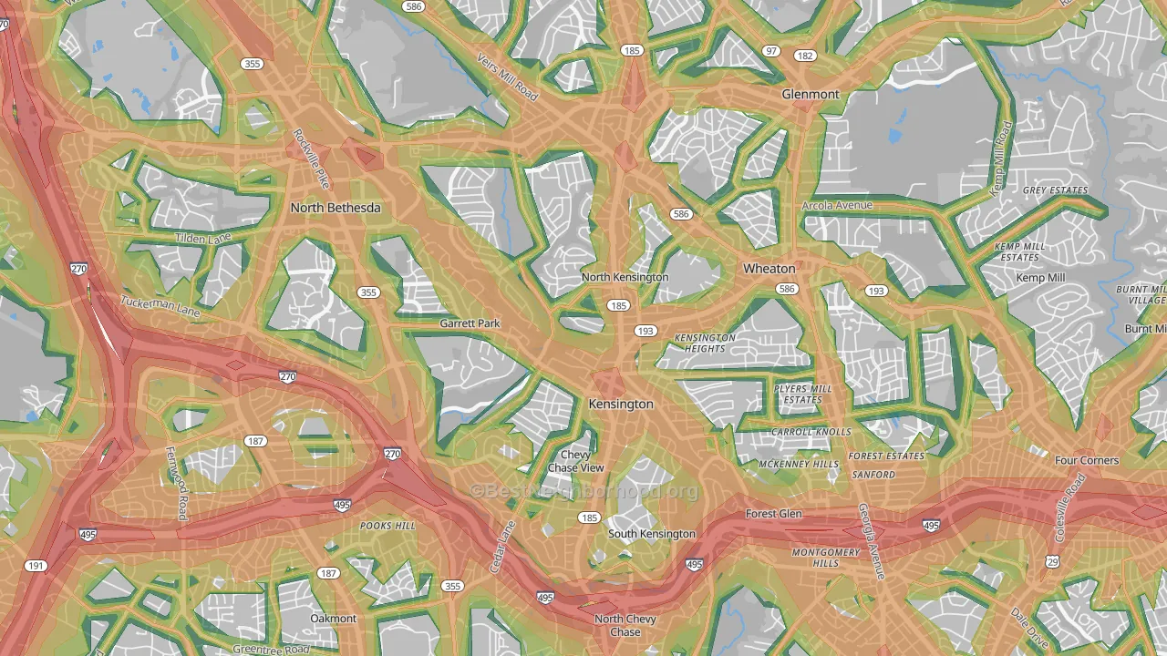 Kensington, MD Map of Noise Levels in Kensington