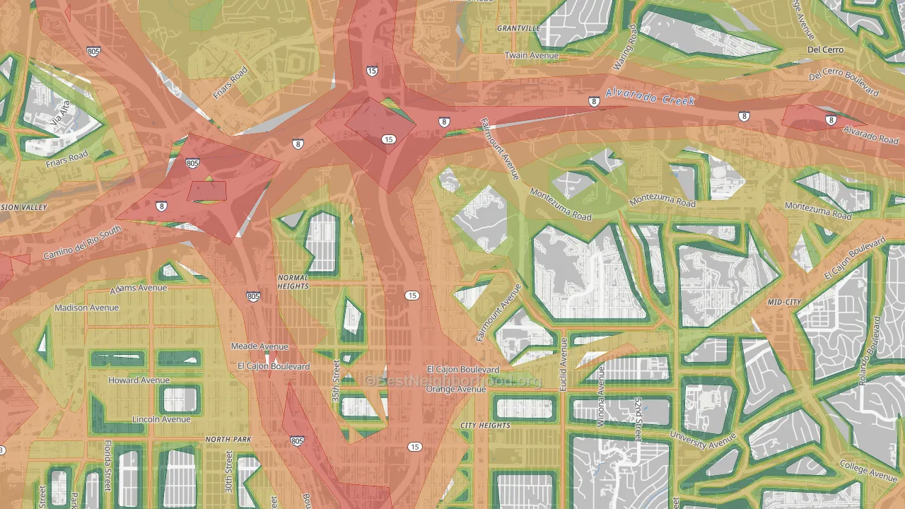 Kensington, San Diego, CA Map of Noise Levels in Kensington