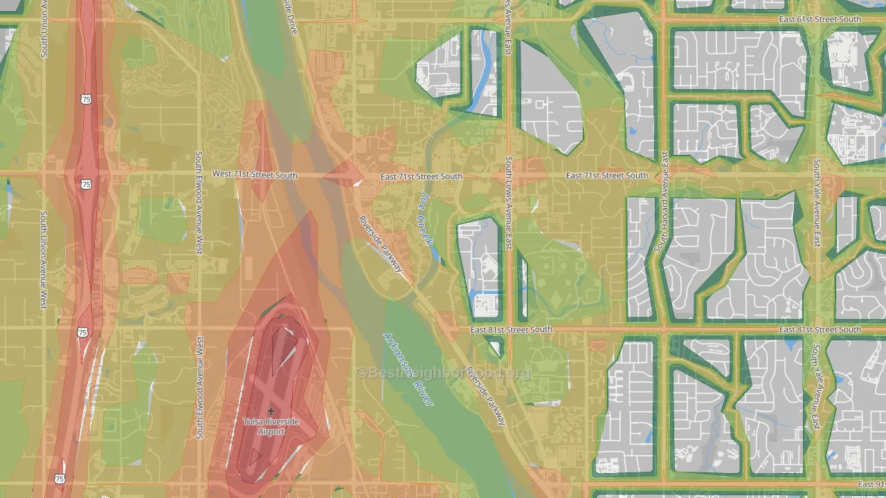 Kensington, Tulsa, OK Map of Noise Levels in Kensington