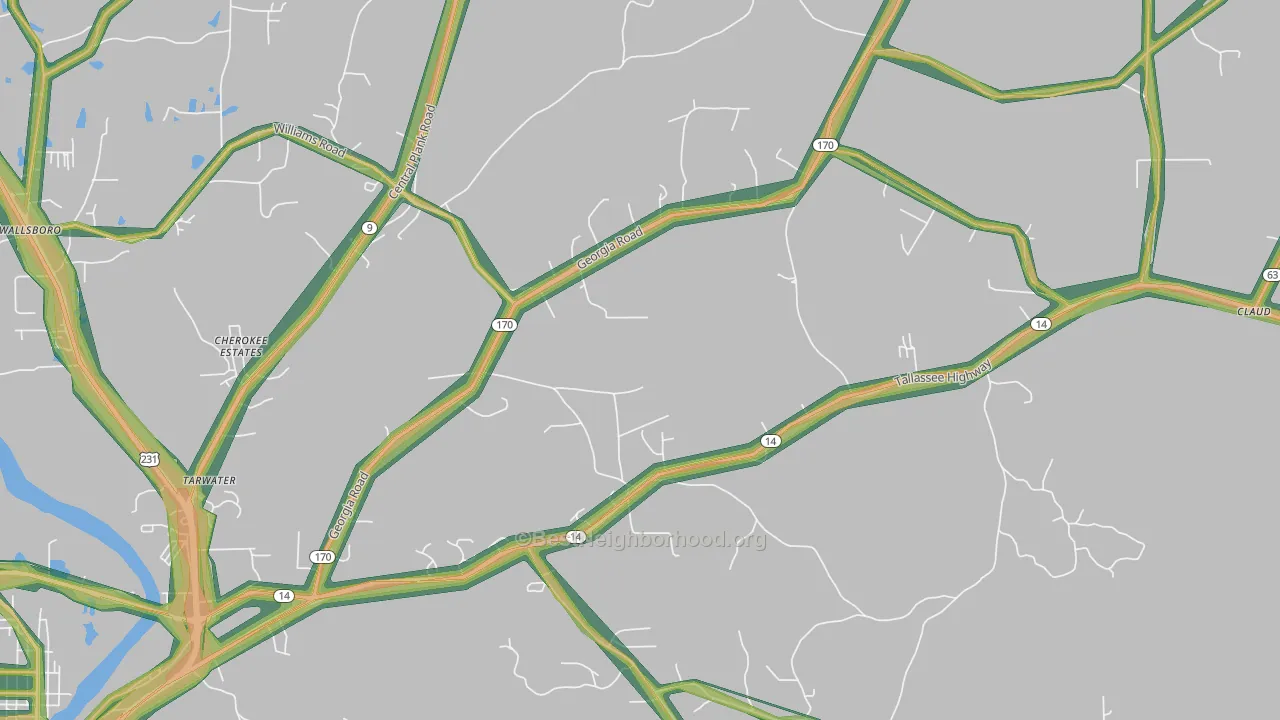 Kent, AL Map of Noise Levels in Kent