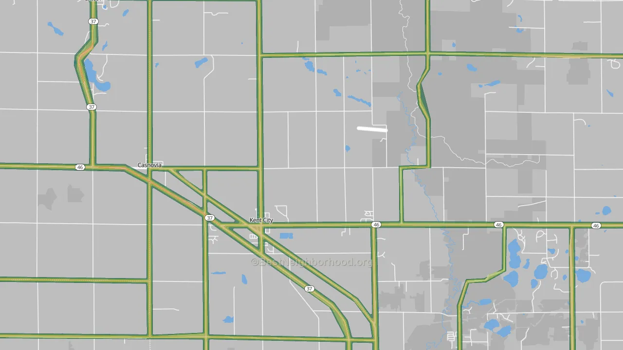 Kent City, MI Map of Noise Levels in Kent City