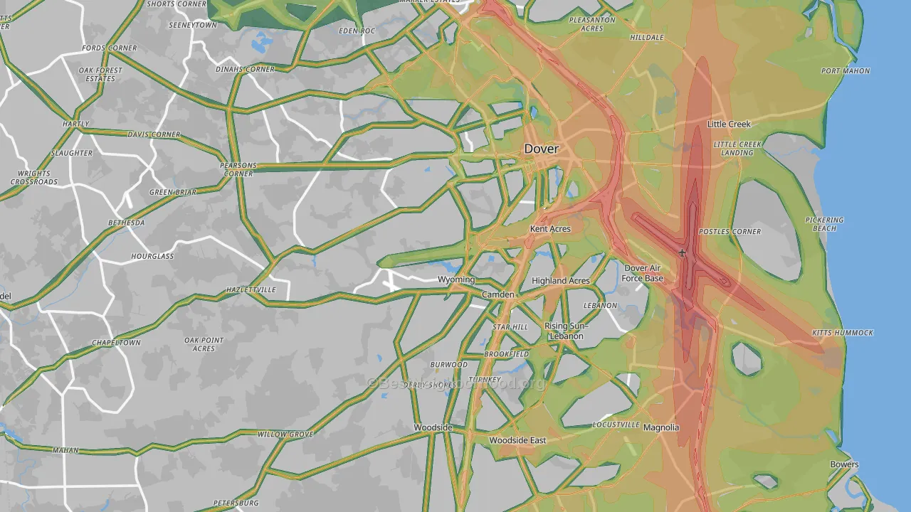 Kent County, DE Map of Noise Levels in Kent County