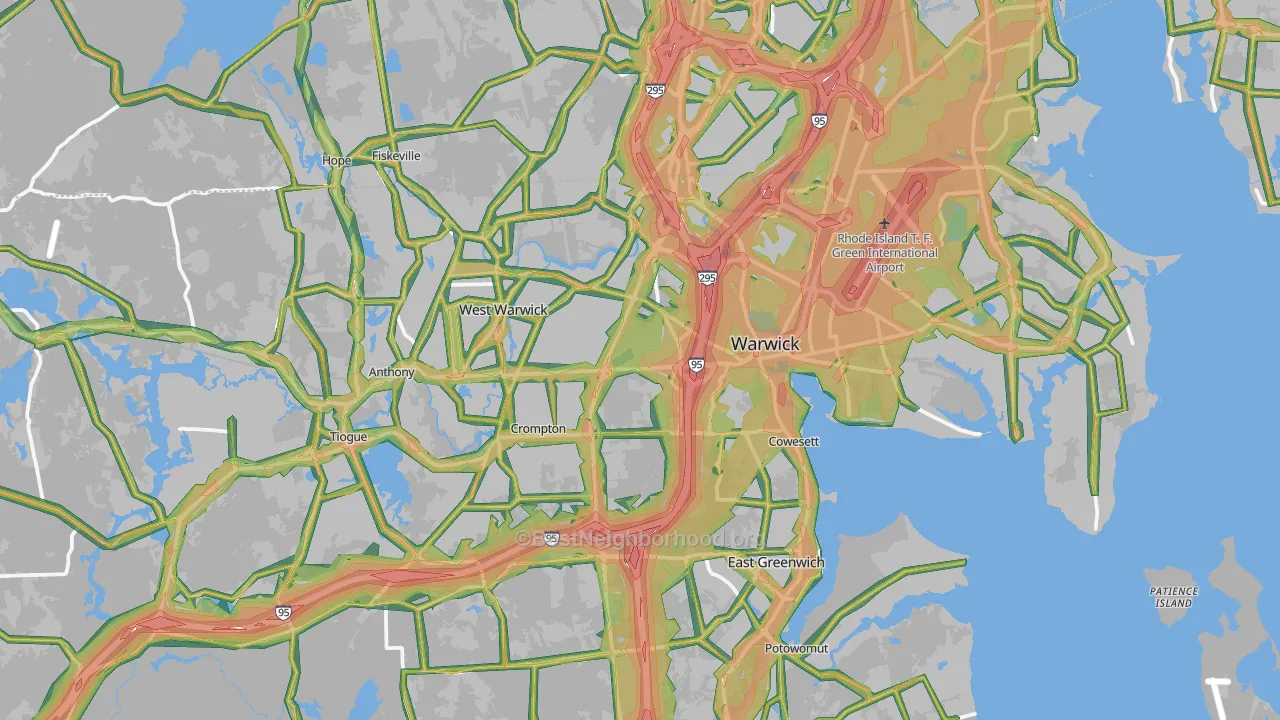 Kent County, RI Map of Noise Levels in Kent County